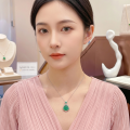 wholesale 925 Sterling Silver Elegant Green Jade Buddha Pendant With Cz Accents-0-4