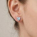 wholesale 925 Sterling Silver Elegant Heart-shaped Cz Stud Earrings In White Gold-0-3