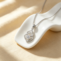 wholesale 925 Sterling Silver Elegant CZ Pendant Necklace with  Chain and Geometric Design-0-2