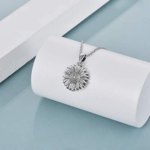 Sterling Silver Sunflower Urn Necklace for Ashes-4