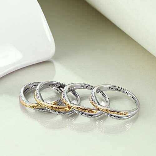 Sterling Silver Two-tone Infinity Symbol Ring with Engraved Word-2