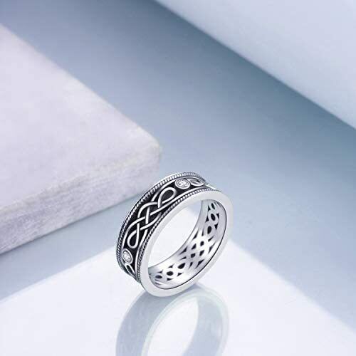 Sterling Silver Cubic Zirconia Celtic Knot Ring-3