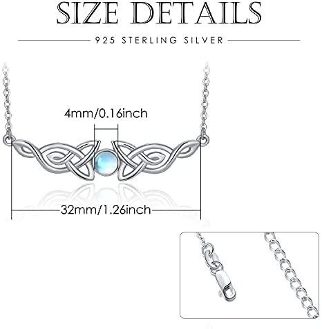 Sterling Silver Circular Shaped Moonstone Celtic Knot Pendant Necklace-4
