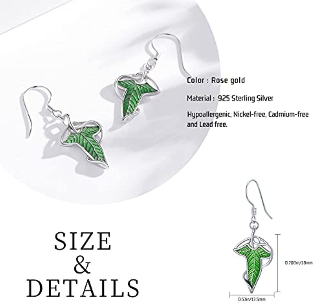 Sterling Silver Leaves Drop Earrings-6