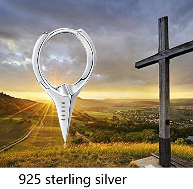 Sterling Silver Sword Hoop Earrings-4