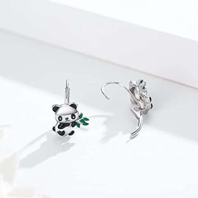 Orecchini a monachella in argento sterling con panda-4