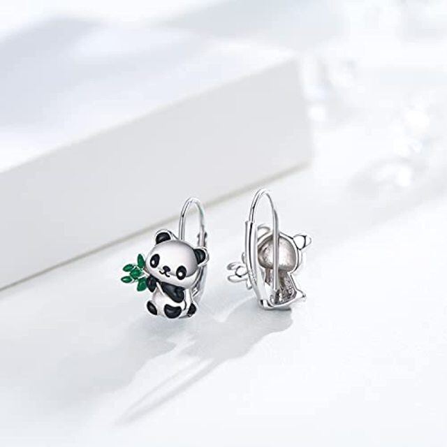 Orecchini a monachella in argento sterling con panda-5