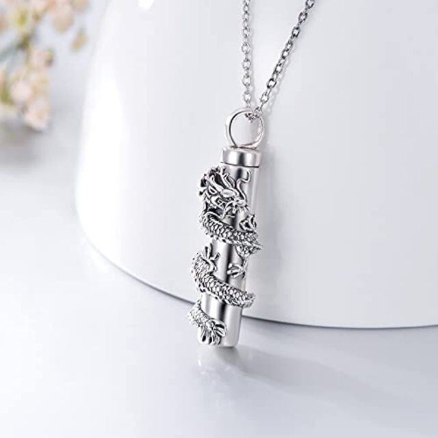 Sterling Silver Dragon & Bar Urn Necklace for Ashes-3