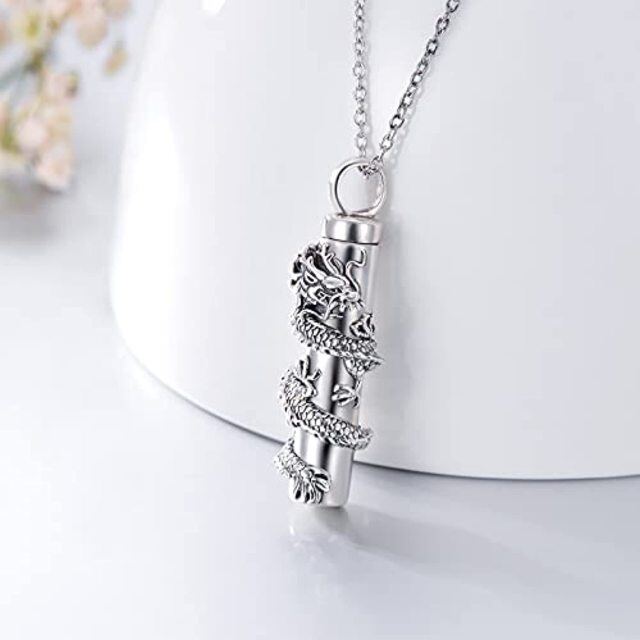 Collier Urne Dragon et Bar en argent sterling-3