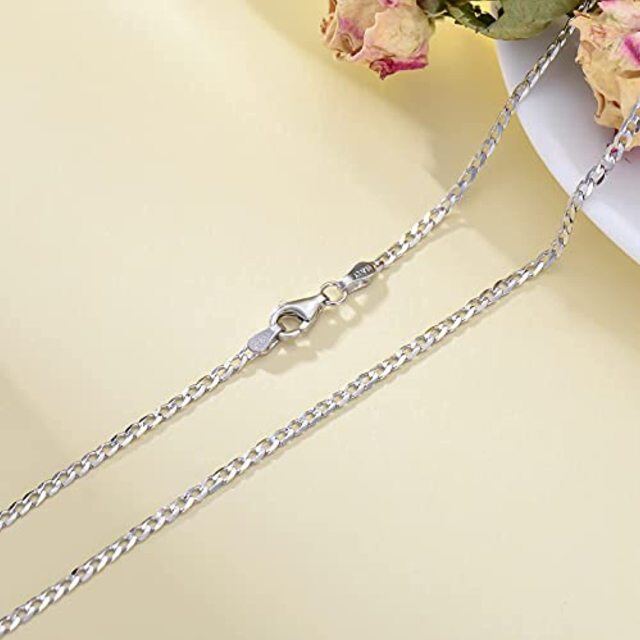 Sterling Silver Curb Link Chain Necklace-3