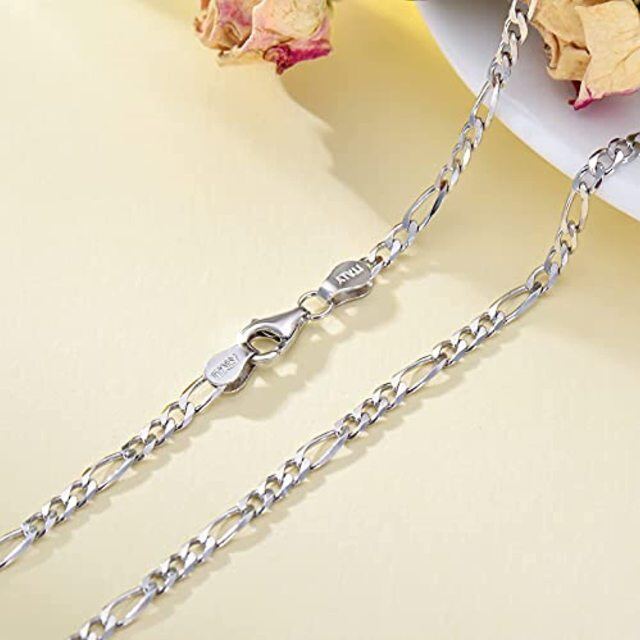 Sterling Silver Figaro Link Chain Necklace-2