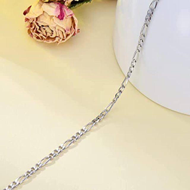 Sterling Silver Figaro Link Chain Necklace-3