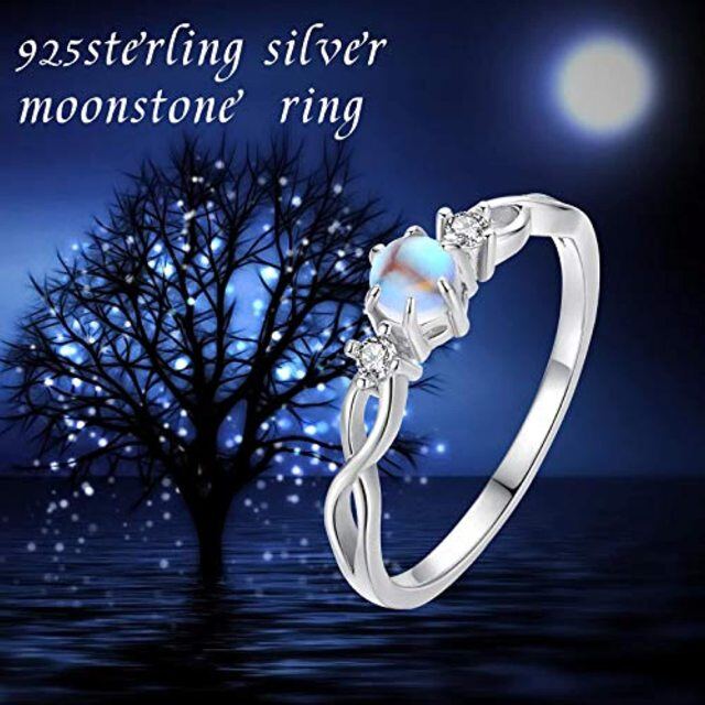 Sterling Silver Circular Shaped Moonstone Personalized Engraving & Infinity Symbol Ring-4