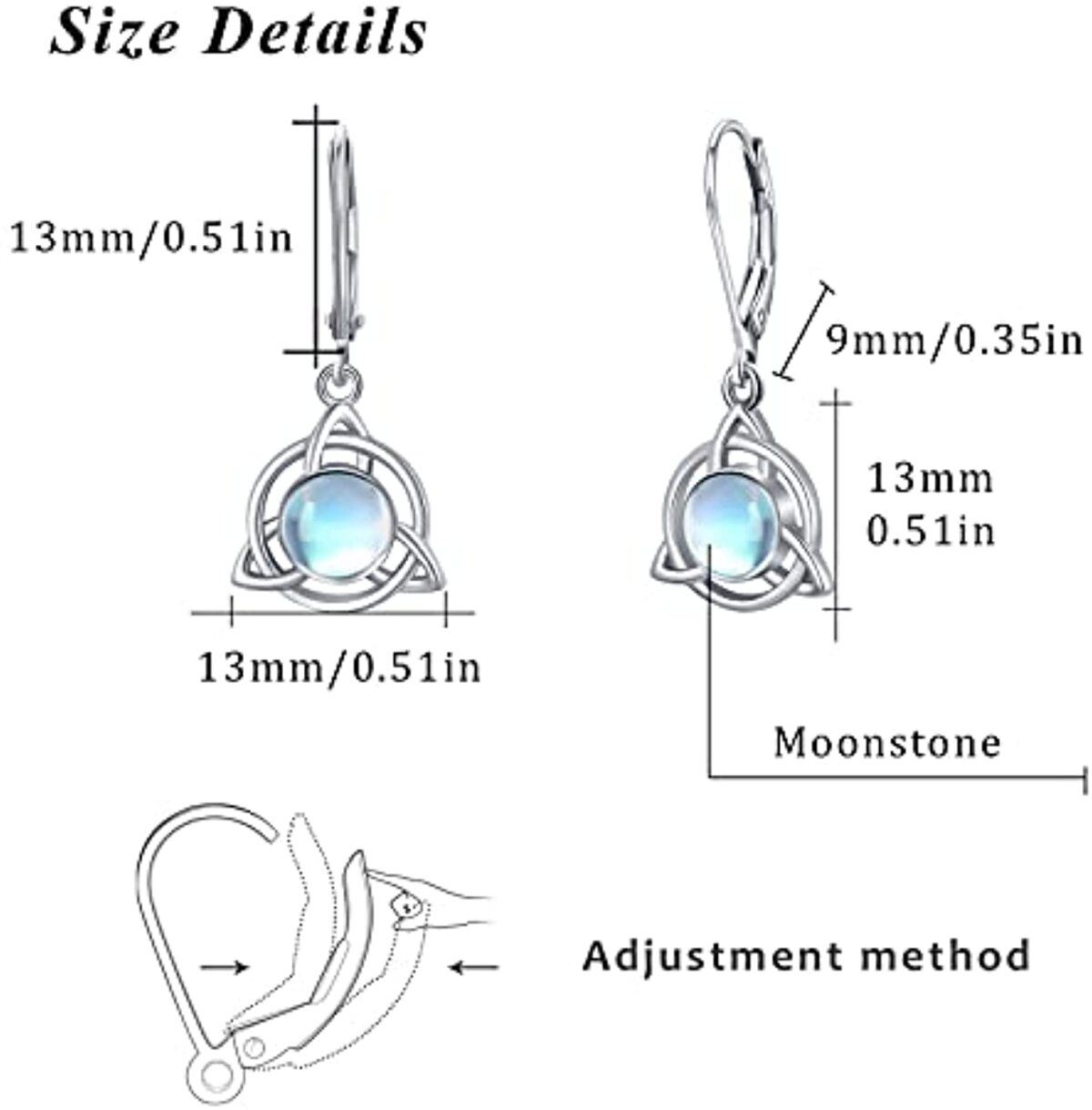 Sterling Silver Moonstone Celtic Knot Lever-back Earrings-6