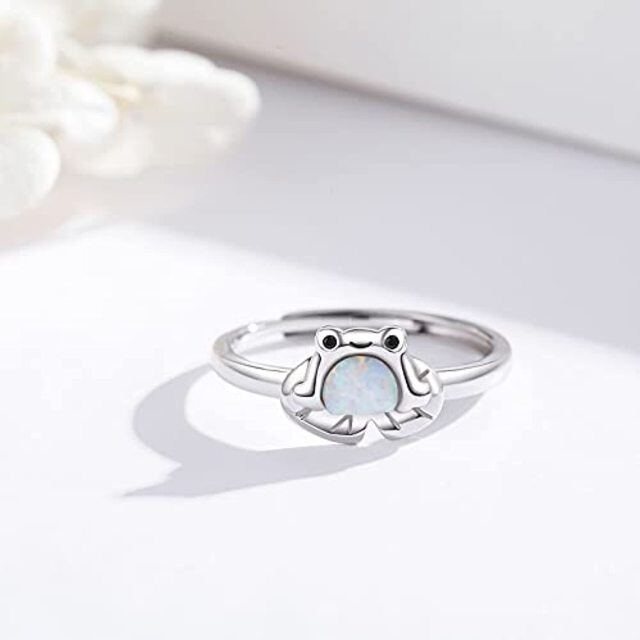 Sterling Silber Opal Frosch offener Ring-4
