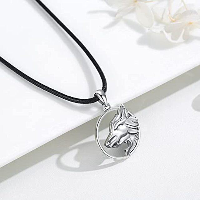 Sterling Silver Wolf Pendant Necklace-3