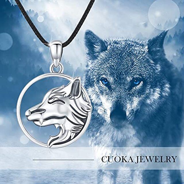 Sterling Silver Wolf Pendant Necklace-5