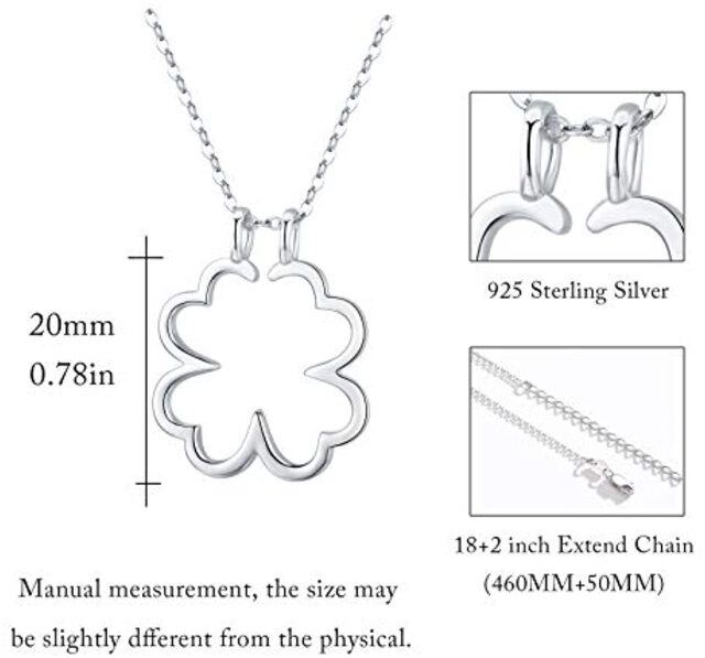 Sterling Silber vierblättrige Kleeblatt & Ring Halter Anhänger Halskette-4