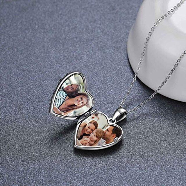 Sterling Silver Two-tone Cross Personalized Photo Locket Necklace-2