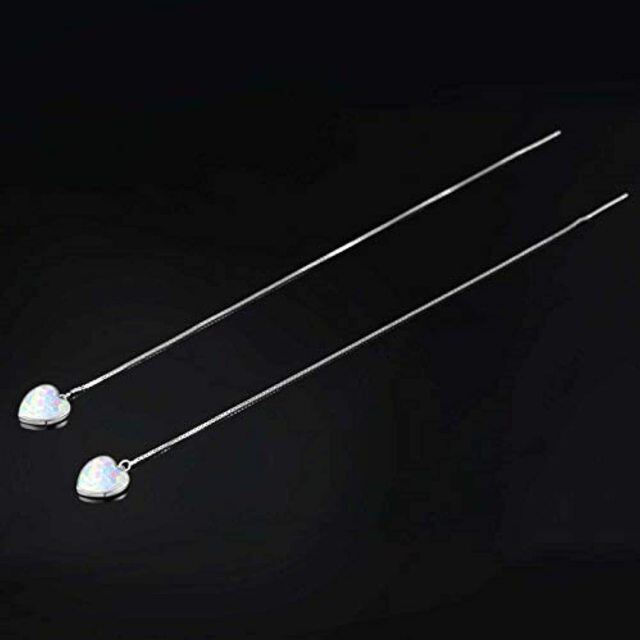 Boucles d'oreilles pendantes en argent sterling en forme de coeur avec opale-3