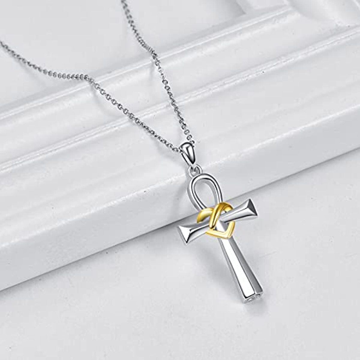 Collier pendentif croix en argent sterling-3