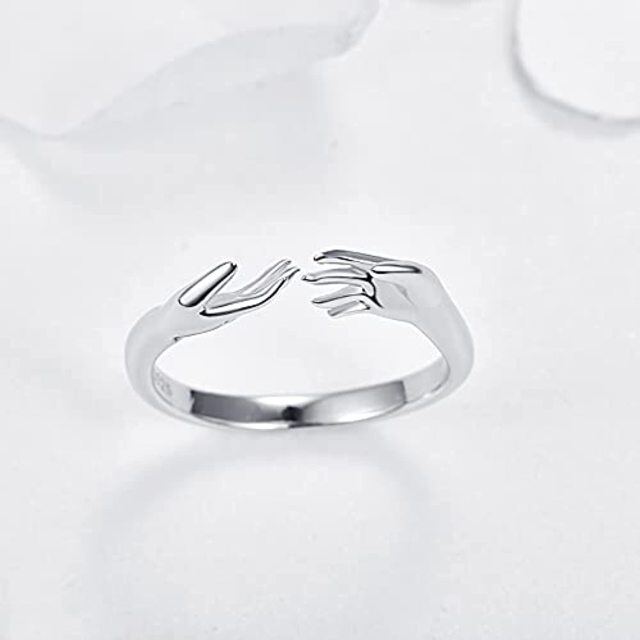 Sterling Silver Hold Hands Open Ring-2
