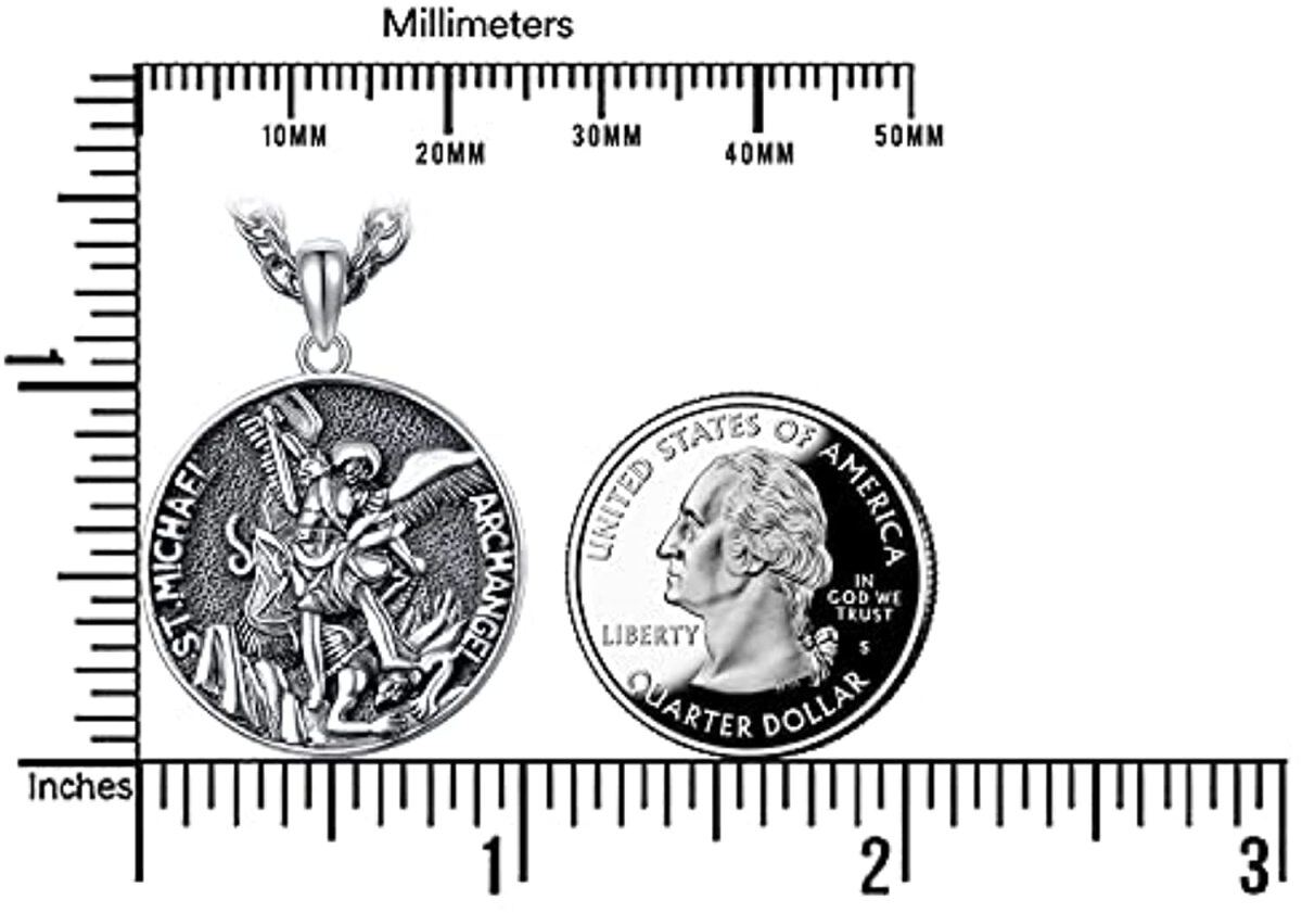 Collier en argent sterling avec pendentif Saint Michel Ange de l'Arche avec mot gravé-6