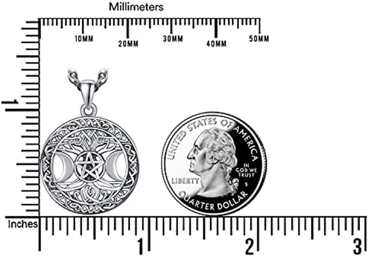 Collier pendentif déesse triple lune en argent sterling avec nœud celtique noir rhodié-5