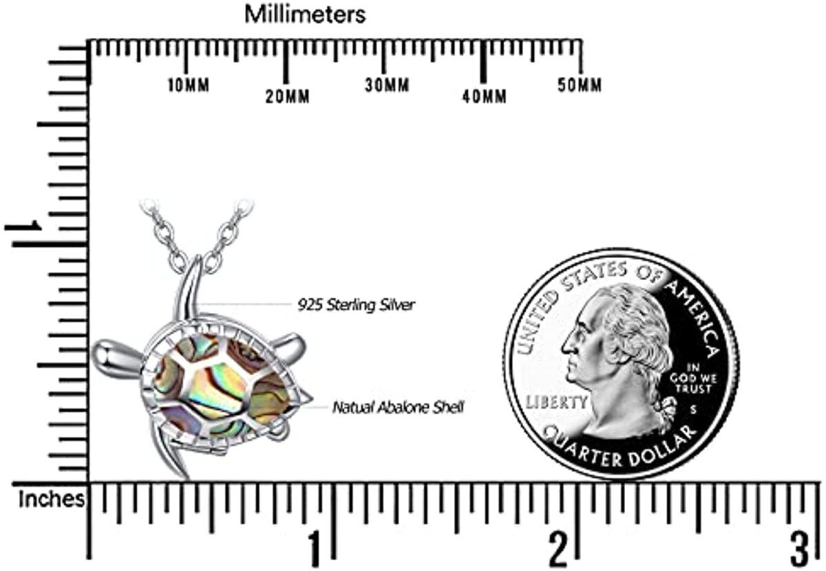 Collar con medallón de foto personalizado de tortuga de mariscos de abulón de plata de ley-6