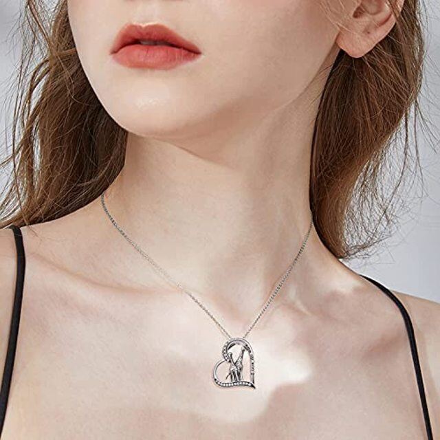 Sterling Silver with Black Rhodium Giraffe Pendant Necklace-1