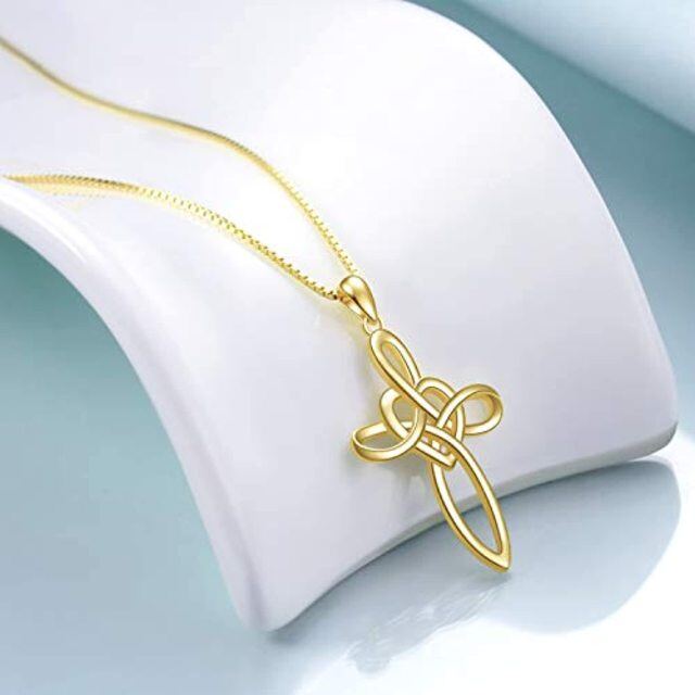 Sterling Silver with Yellow Gold Plated Celtic Knot Pendant Necklace-2