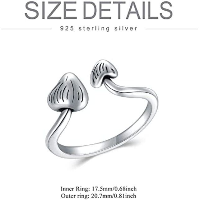 Bague ouverte en argent sterling avec champignon-4