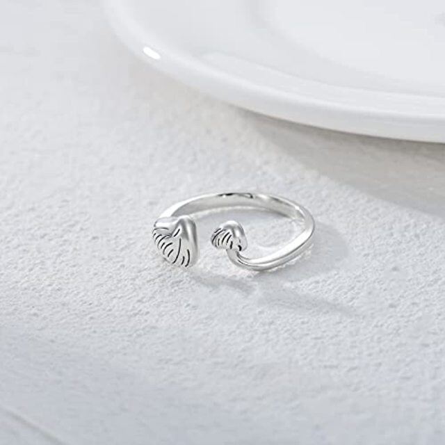 Bague ouverte en argent sterling avec champignon-2