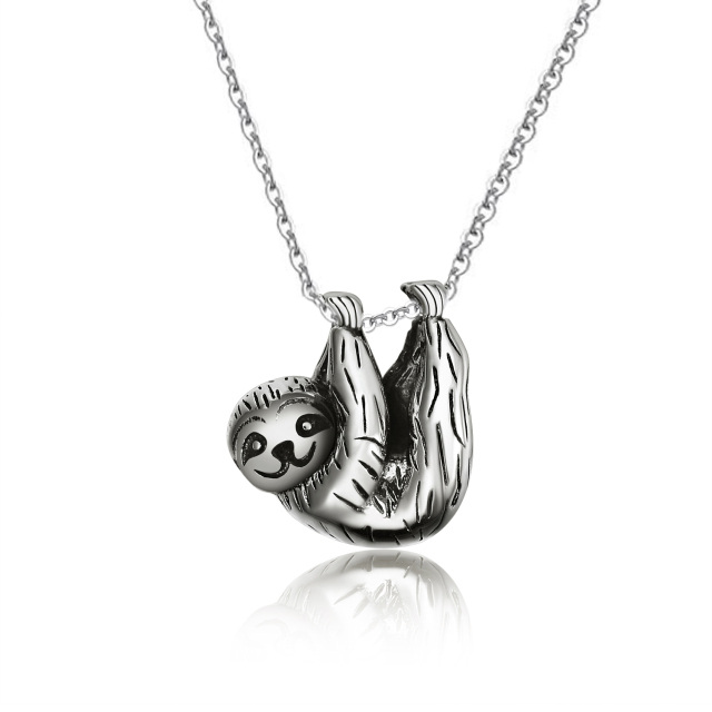 Sterling Silver Sloth Pendant Necklace-0