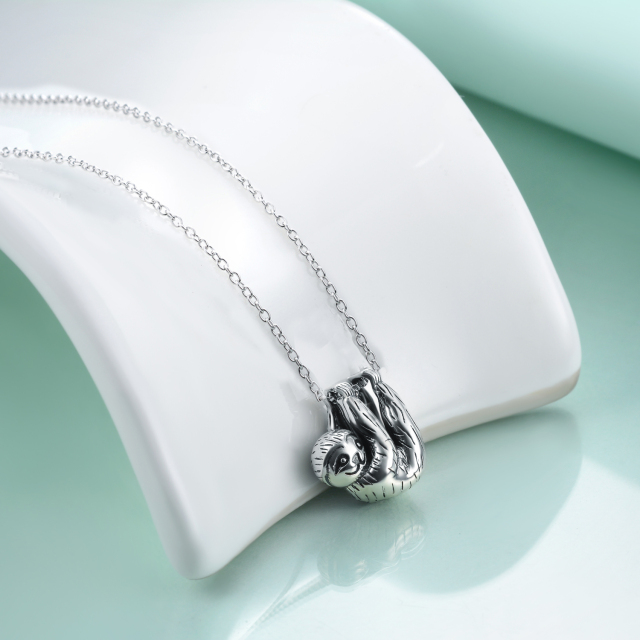 Sterling Silver Sloth Pendant Necklace-4