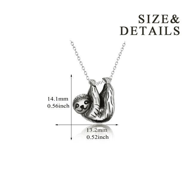 Sterling Silver Sloth Pendant Necklace-5