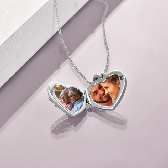 Sterling Silver Hummingbird & Sunflower Personalized Photo Locket Necklace with Engraved Word-2