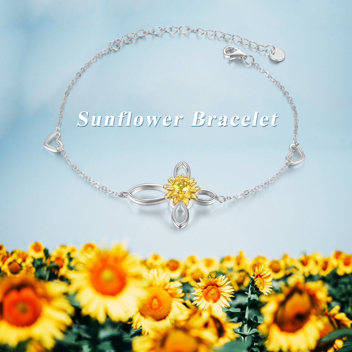 Sterling Silver Two-tone Cubic Zirconia Sunflower Urn Necklace for Ashes-6