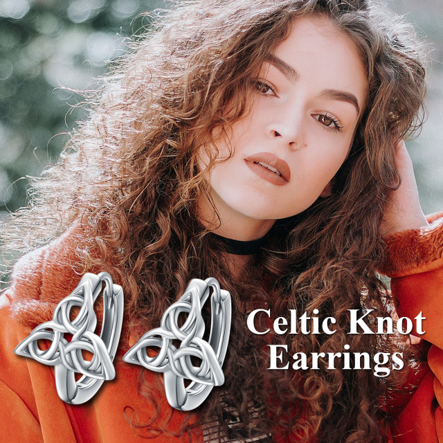 Sterling Silver Celtic Knot Hoop Earrings-5