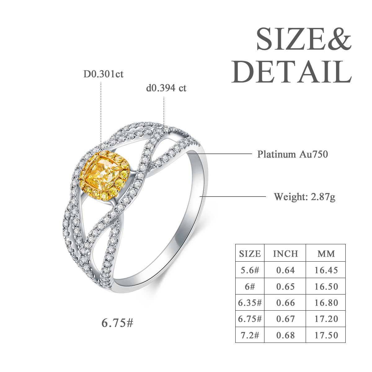 18K White Gold Princess-square Shaped Diamond Engagement Ring-6