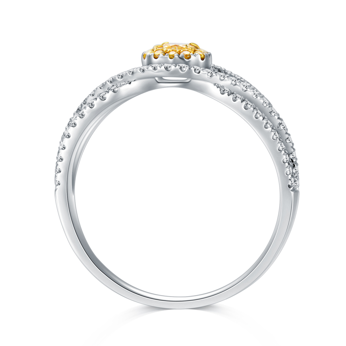 Bague de fiançailles en diamant de forme carrée princesse en or blanc 18 carats-4