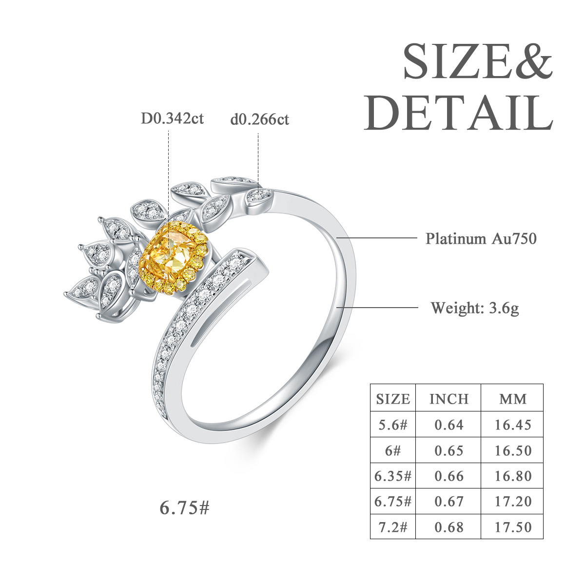 18K White Gold Princess-square Shaped Diamond Snowdrop Wedding Ring-5