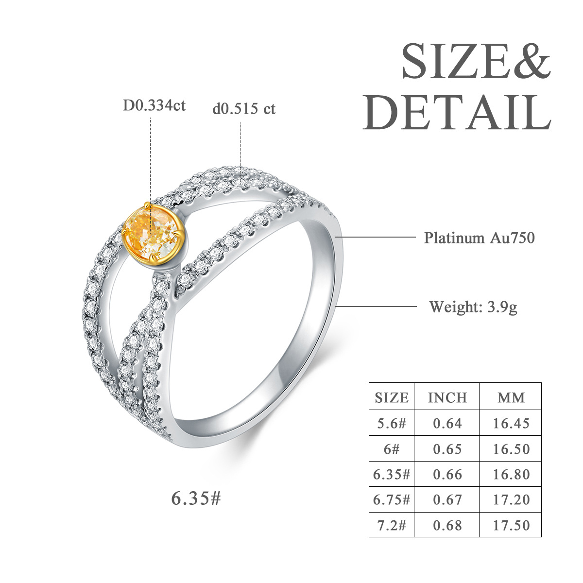Bague de fiançailles en or blanc 18K avec diamant de forme ovale-6