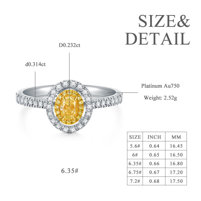 Anel de noivado oval de diamante em ouro branco 18K-4