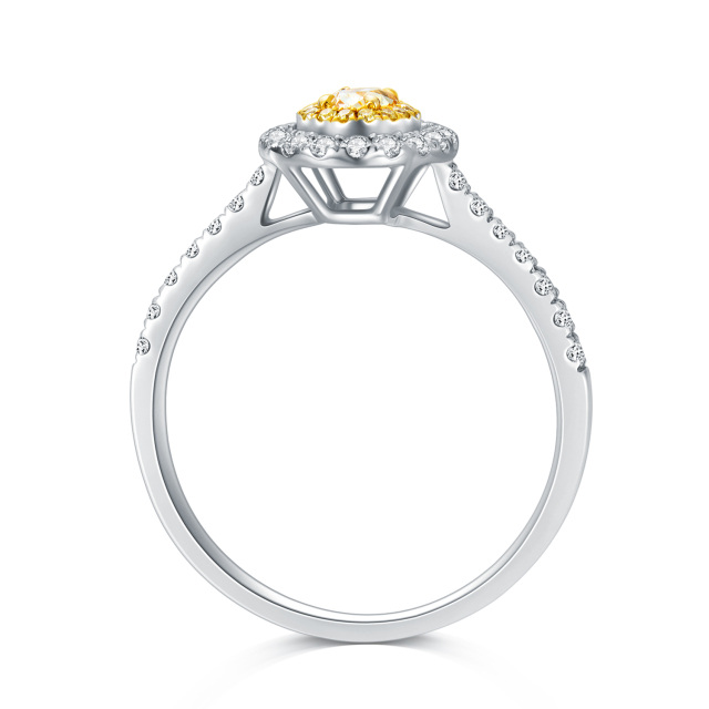 Anel de noivado oval de diamante em ouro branco 18K-2