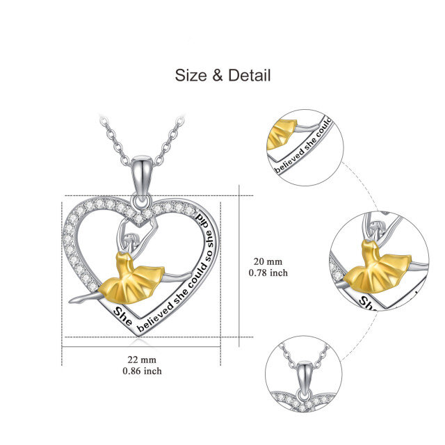 Sterling Silber Kreisförmige Herz Anhänger Halskette mit eingraviertem Wort-4