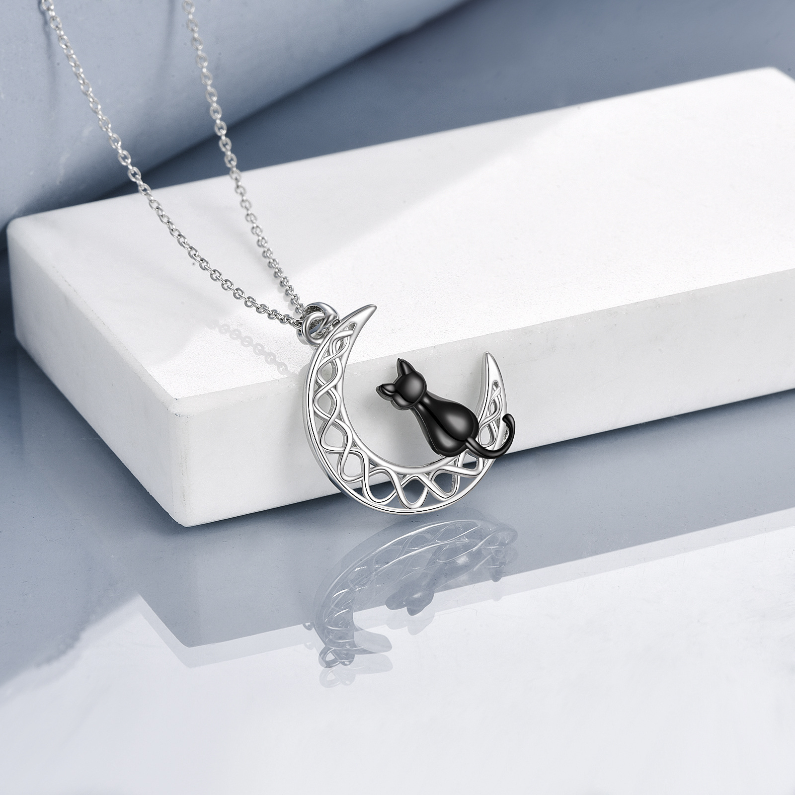 1626934841275429c32 - Celtic Moon Cat Necklace for Girls Sterling Silver Irish Jewelry