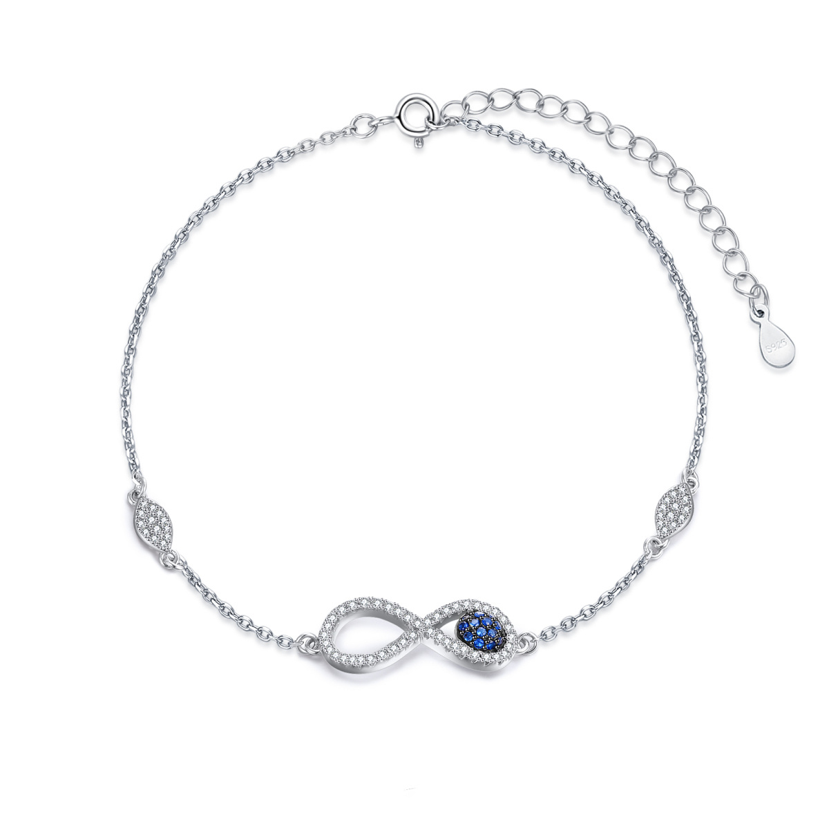 Sterling Silver Cubic Zirconia Infinity Symbol Chain Bracelet-1