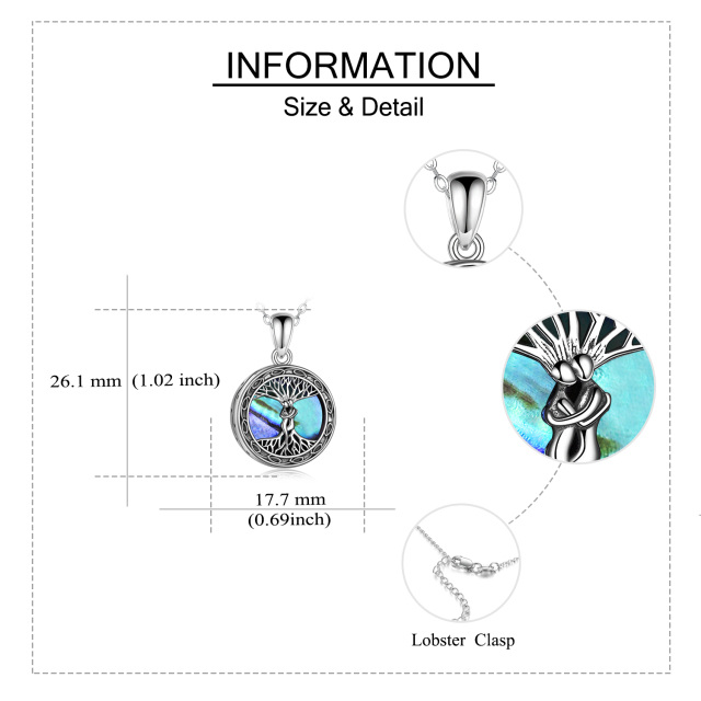 Sterling Silver Abalone Shellfish Tree Of Life Urn Necklace for Ashes with Engraved Word-3
