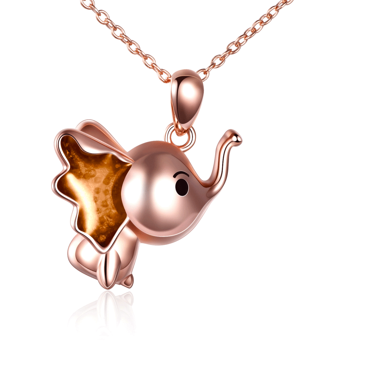 Sterling Silver with Rose Gold Plated Elephant Pendant Necklace-1
